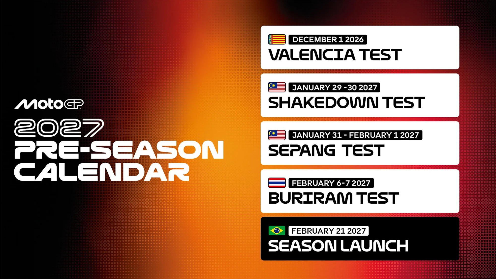 MOTOGP 2027 ÖNCESİ TEST TAKVİMİ BELLİ OLDU