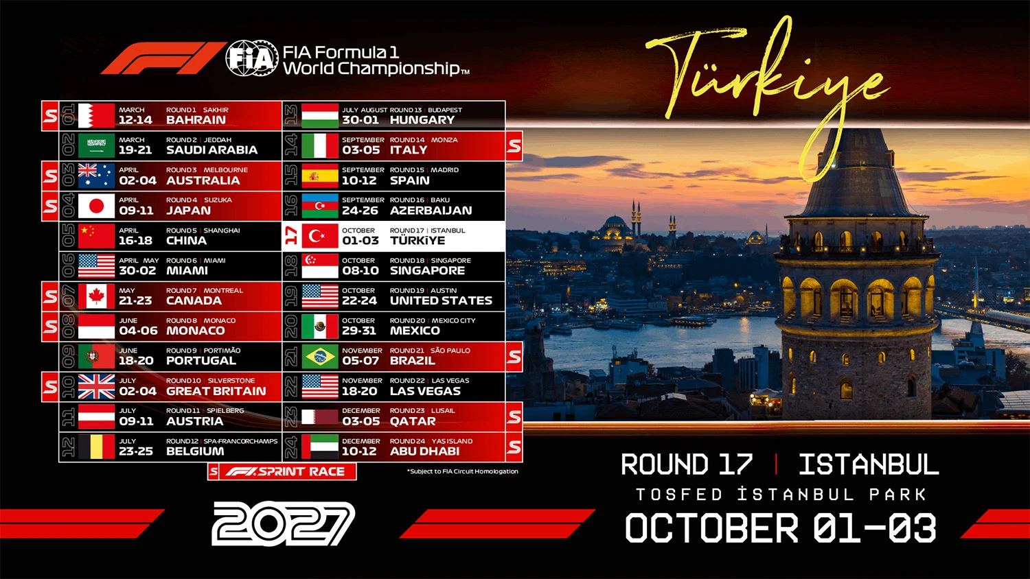 2027 Formula 1 Takvimi Açıklandı!