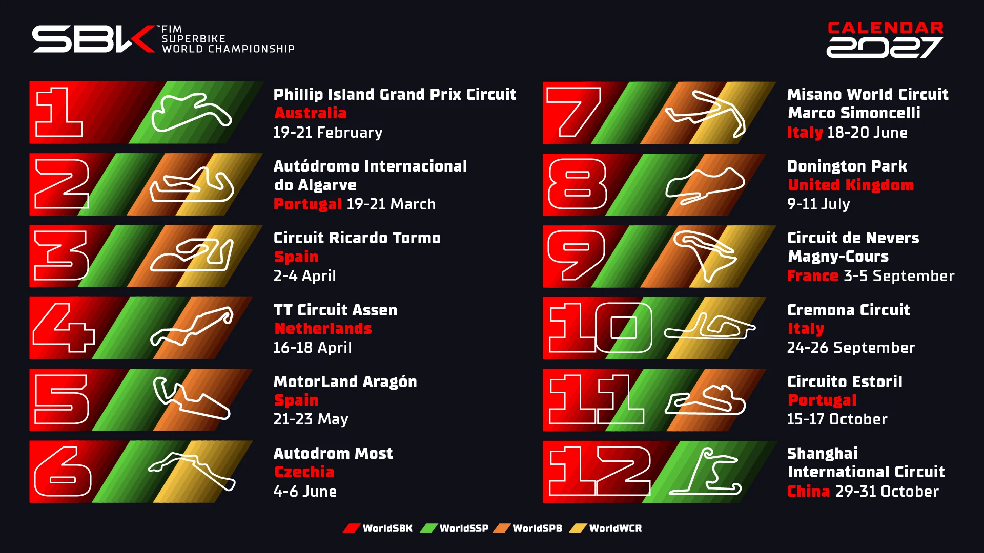 2027 WORLDSBK TAKVİMİ AÇIKLANDI